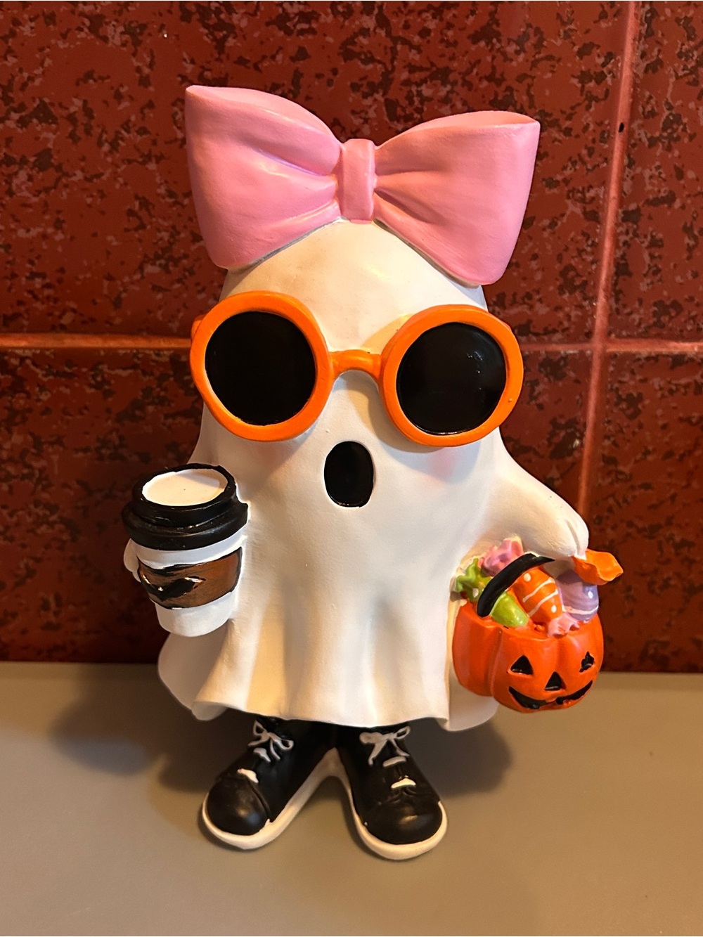 Halloween Girl Ghost with Sunglasses and Coffee NWT